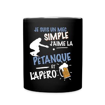 Pétanque Apéro Humor Homme Bouliste - Tasse einfarbig - Schwarz - Vorne
