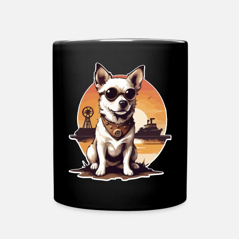Steampunk Hund - Tasse einfarbig - Schwarz
