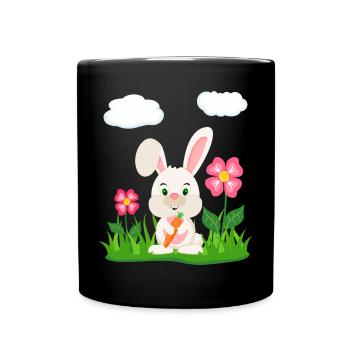 Cute Rabbit with Carrot Bunny Bunny Easter Bunny - Full Colour Mug - black - Front