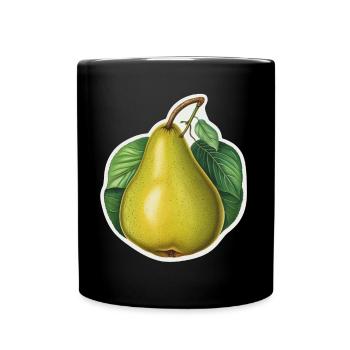 Birne mit mehreren Blättern - Tasse einfarbig - Schwarz - Vorne