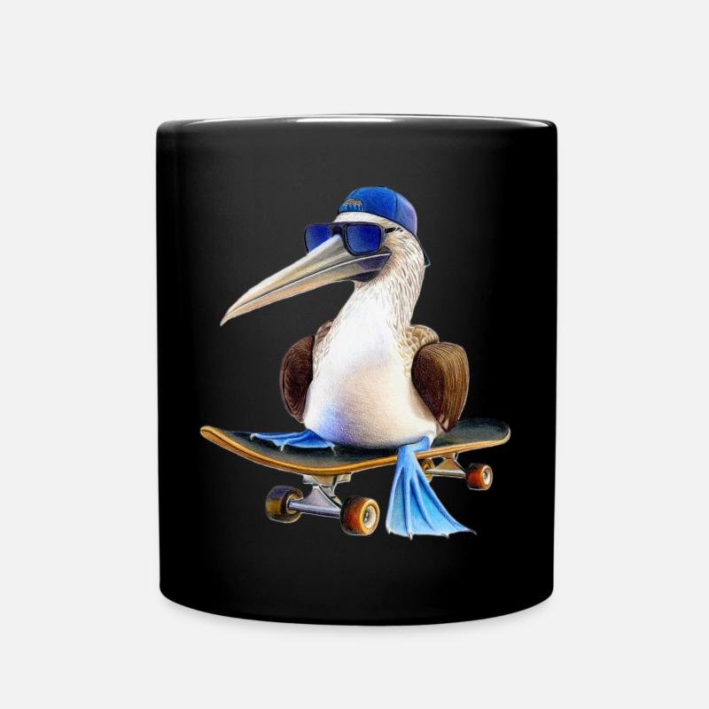 Blue-footed booby skateboard - Full Colour Mug - black