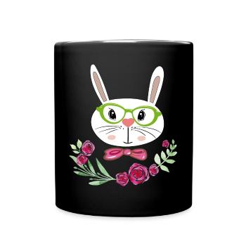 Osterhase Osterfest - Tasse einfarbig - Schwarz - Vorne