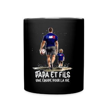 Rugby Papa Et Fils Homme Et Enfant - Mug uni - noir - Devant