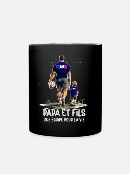 Rugby Papa Et Fils Homme Et Enfant - Mug uni - noir