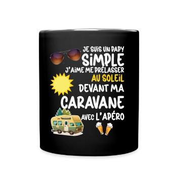 Caravane Homme Retraité Papy Apéro Bière - Mug uni - noir - Devant