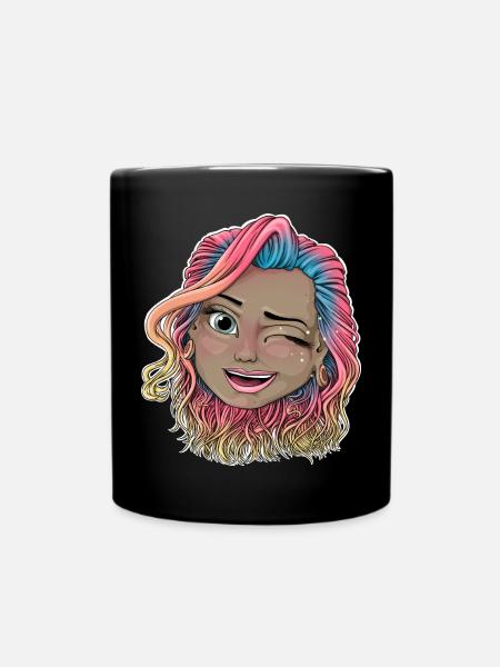 Lebendige zwinkernde Illustration - Tasse einfarbig - Schwarz