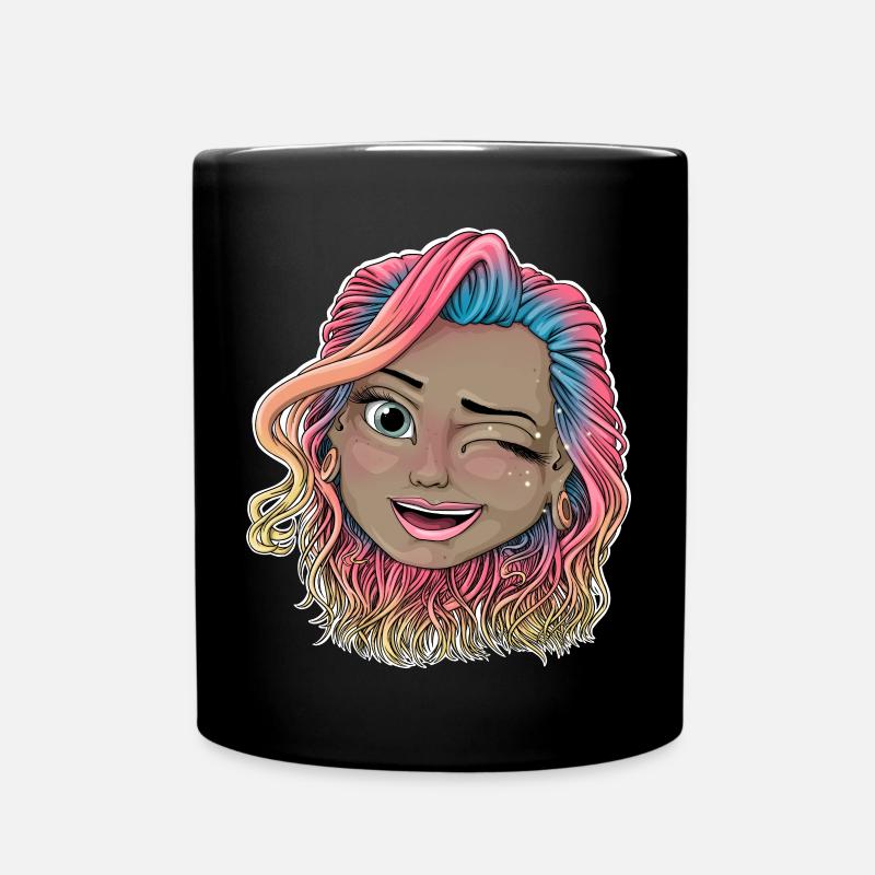 Lebendige zwinkernde Illustration - Tasse einfarbig - Schwarz