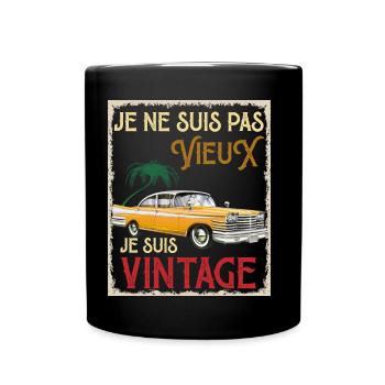 Homme Vintage Auto Voiutre Ancienne Rétro Papa - Mug uni - noir - Devant