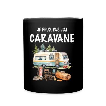 Wohnwagen Mann Frau Opa Oma Camping - Tasse einfarbig - Schwarz - Vorne