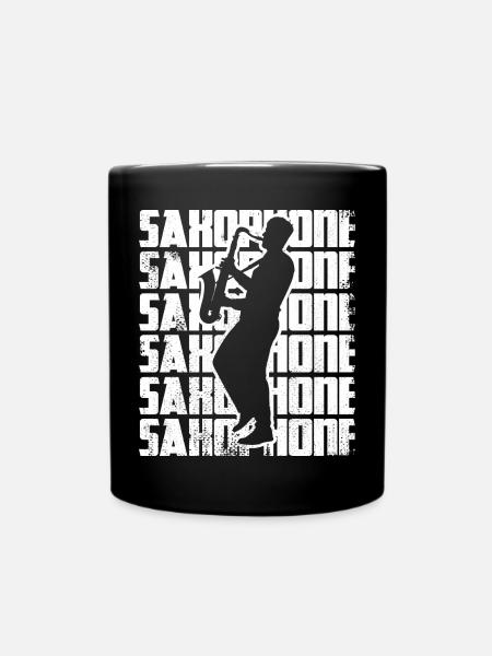 Lustiges Saxophon - Tasse einfarbig - Schwarz