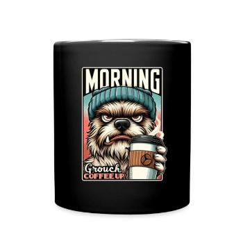 Morgenmuffel, Morgens erstmal Kaffee - Tasse einfarbig - Schwarz - Vorne