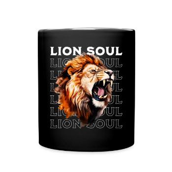 Lion Roaring Lion Head Strong Wild Proud Brave - Full Colour Mug - black - Front