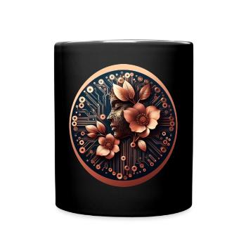 Bio Technologie KI Design Blumen - Tasse einfarbig - Schwarz - Vorne