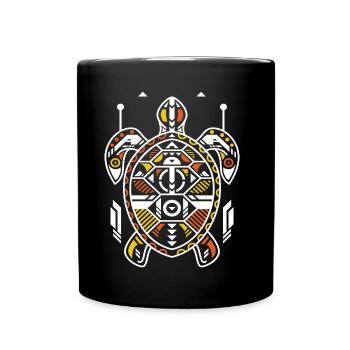 Stammesschildkröte Tattoo Polynesien Tahiti - Tasse einfarbig - Schwarz - Vorne