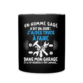 Homme Garage Papa Mécanicien Auto Moto - Mug uni - noir - Devant