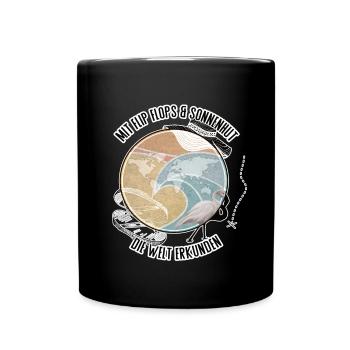 Explore the world with flip flops & sunshine - Full Colour Mug - black - Front
