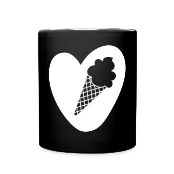 Coeur Crème Glacée Gaufre D’été Snacking Bonbons Délicieux Amour - Mug uni - noir - Devant