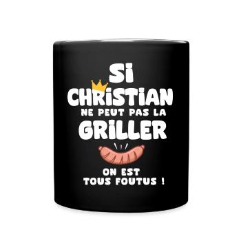 Christian roi barbecue cadeau Christian fêtes - Mug uni - noir - Devant