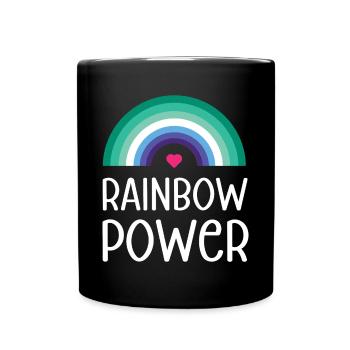 LGBT Pride Monat - Regenbogen Power - Tasse einfarbig - Schwarz - Vorne