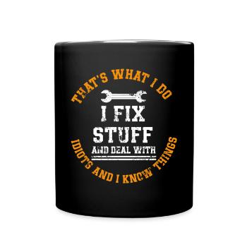 Car mechanic mechatronics technician screwdriver sayings - Full Colour Mug - black - Front