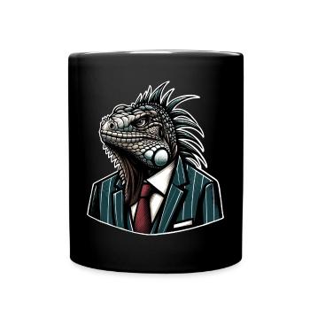 Iguana in a suit - Full Colour Mug - black - Front