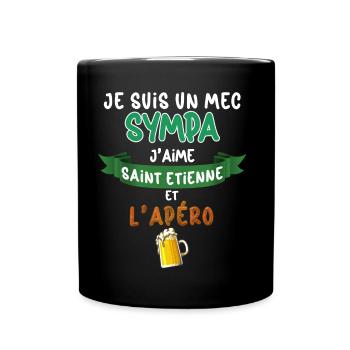 Saint Etienne Mec Sympa Stéphanois Bière Foot - Mug uni - noir - Devant