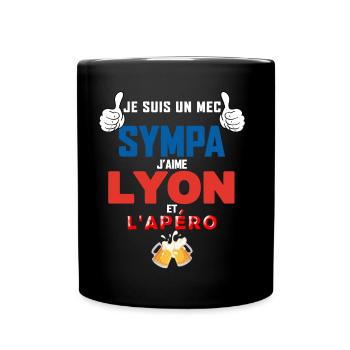 Lyon Cadeau Homme Mec Sympa Foot Et Apéro Bière - Mug uni - noir - Devant