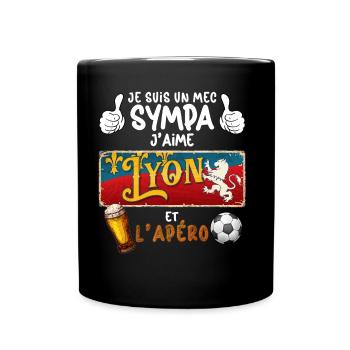 Homme Lyonnais Mec Sympa Foot Lyon Apéro Bière - Mug uni - noir - Devant