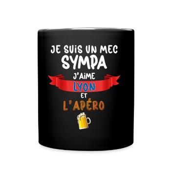 Lyon Homme Foot Apéro Bière Supporter Match - Mug uni - noir - Devant