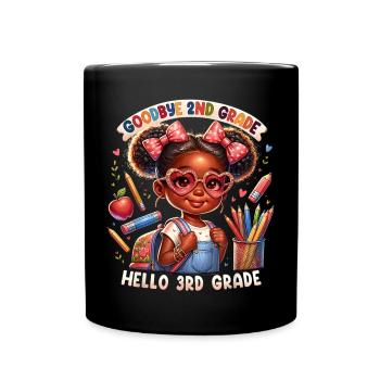 Goodbye 2nd Grade Cartoon Girl - Full Colour Mug - black - Front