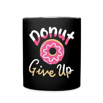Donut Wortspiel motivierend - Tasse einfarbig - Schwarz - Vorne