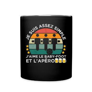 J' aime le baby-foot et l' apéro cadeau vintage - Mug uni - noir - Devant