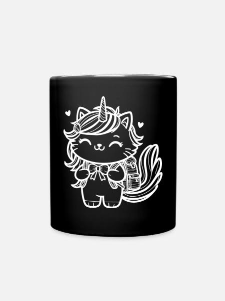 Unicorn Cat School Enrollment (white) - Full Colour Mug - black