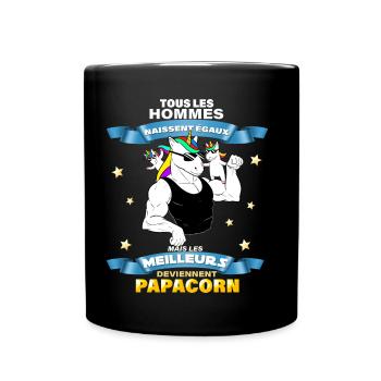 Die Besten werden Papa Einhorn Papa starker Vater - Tasse einfarbig - Schwarz - Vorne