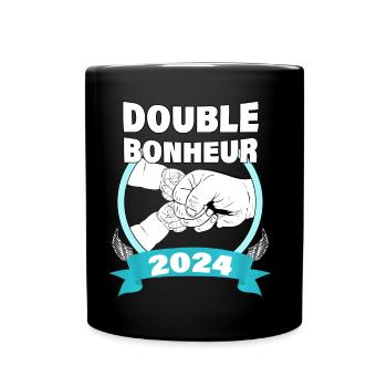 Grossesse Bébé Papa De Jumeaux Double Bonheur 2024 - Mug uni - noir - Devant