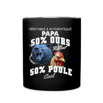 Papa Unique Hybride Ours Râleur Papa Poule Cool - Mug uni - noir - Devant