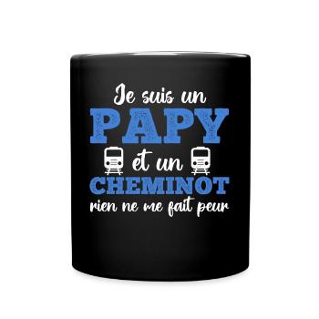 Je suis un papy cheminot humour train cadeau - Mug uni - noir - Devant