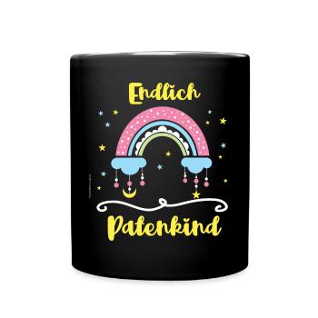 Endlich Patenkind Patin Pate Taufe Patenschaft - Tasse einfarbig - Schwarz - Vorne