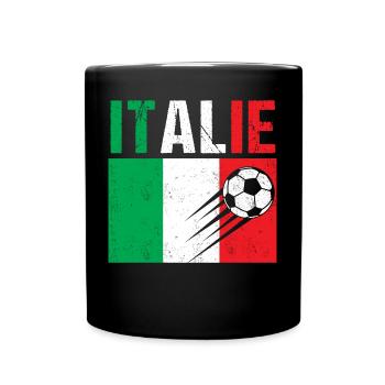 Drapeau Italie cadeau football foot italien - Mug uni - noir - Devant