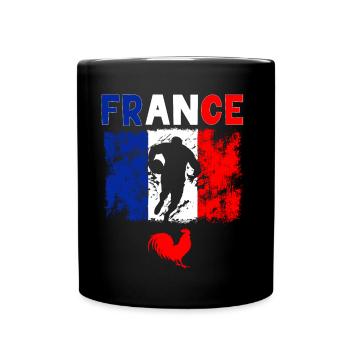 Frankreich Rugby Tricolor Flagge Blau Weiß Rot - Tasse einfarbig - Schwarz - Vorne