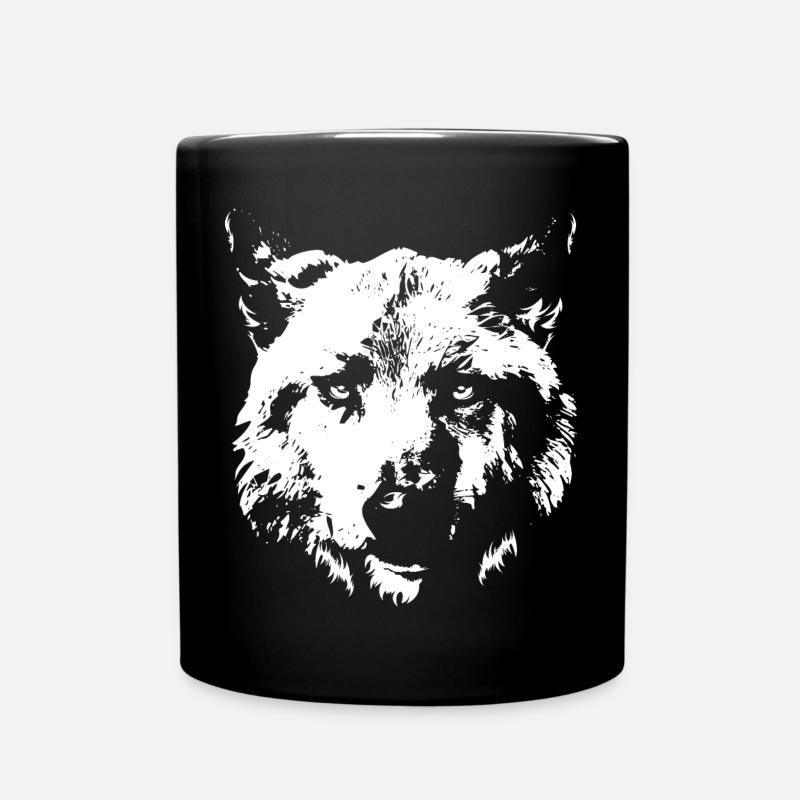 Wolf Hund Portrait Logo Symbol Illustration Icon - Tasse einfarbig - Schwarz