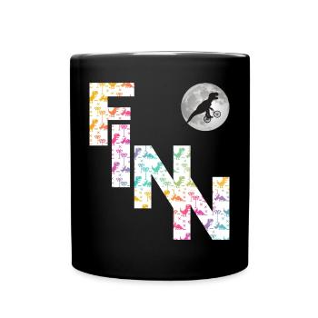 FINN - Schöner Jungen Name mit Dinosaurier - Tasse einfarbig - Schwarz - Vorne