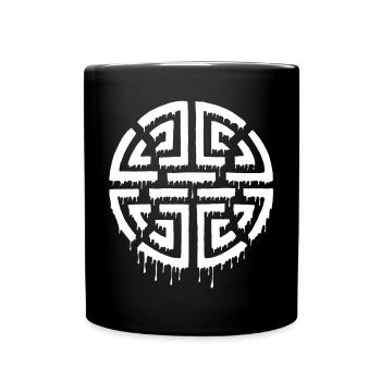 Graffiti eines roten Labyrinths - Tasse einfarbig - Schwarz - Vorne
