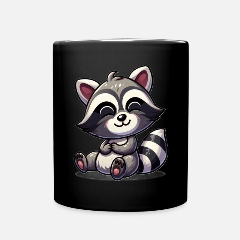 Verspieltes Waschbär-Design für Kinder - Tasse einfarbig - Schwarz