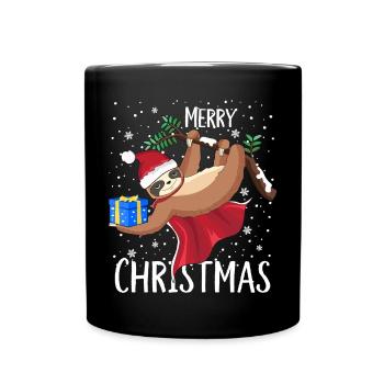 Paresseux Joyeux Noël Flocons de neige - Mug uni - noir - Devant