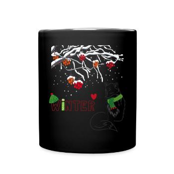 Winter Fuchs - Tasse einfarbig - Schwarz - Vorne
