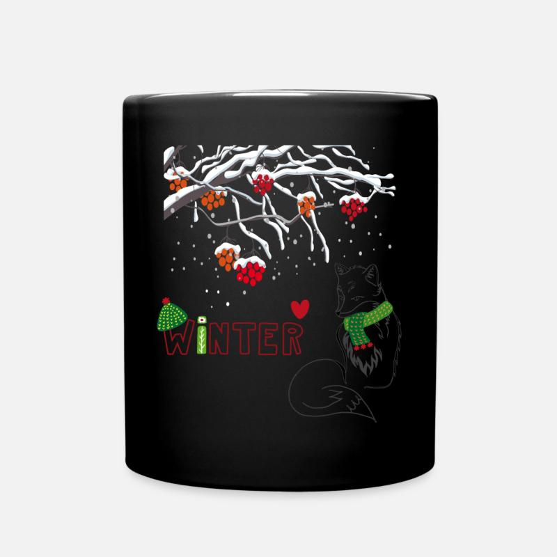 Winter Fuchs - Tasse einfarbig - Schwarz