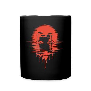 Drumset Silhouette Drums with Reflection - Full Colour Mug - black - Front
