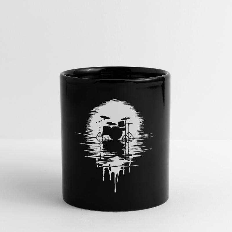 Drumset Silhouette Drums with Reflection Full Colour Mug