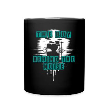 Drummer Boy Schlagzeuger Drumset Silhouette - Full Colour Mug - black - Front